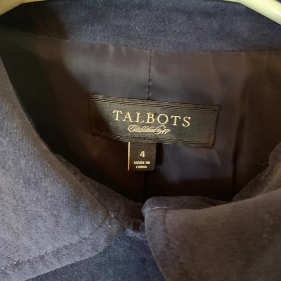 Talbots | Navy Blue Suede-Feel Jacket 77% Cotton Size 4 - Picture 5 of 8